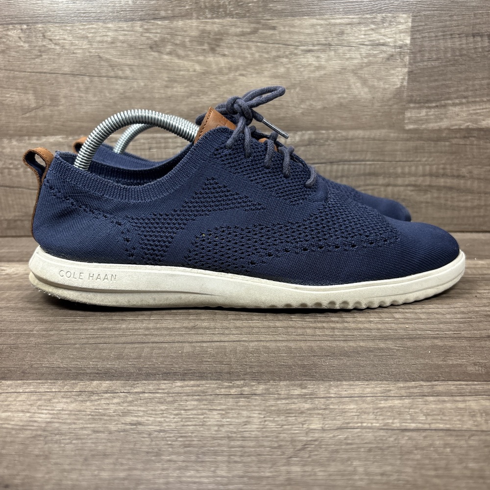 Cole Haan Grand Stretch Knit Wing Tip Oxford Blue Mens Size 9.5 C37369 Sneakers